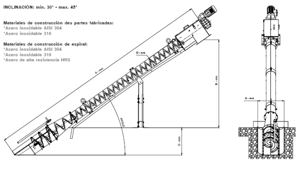 Reja Tornillo Inclinado Diagrama